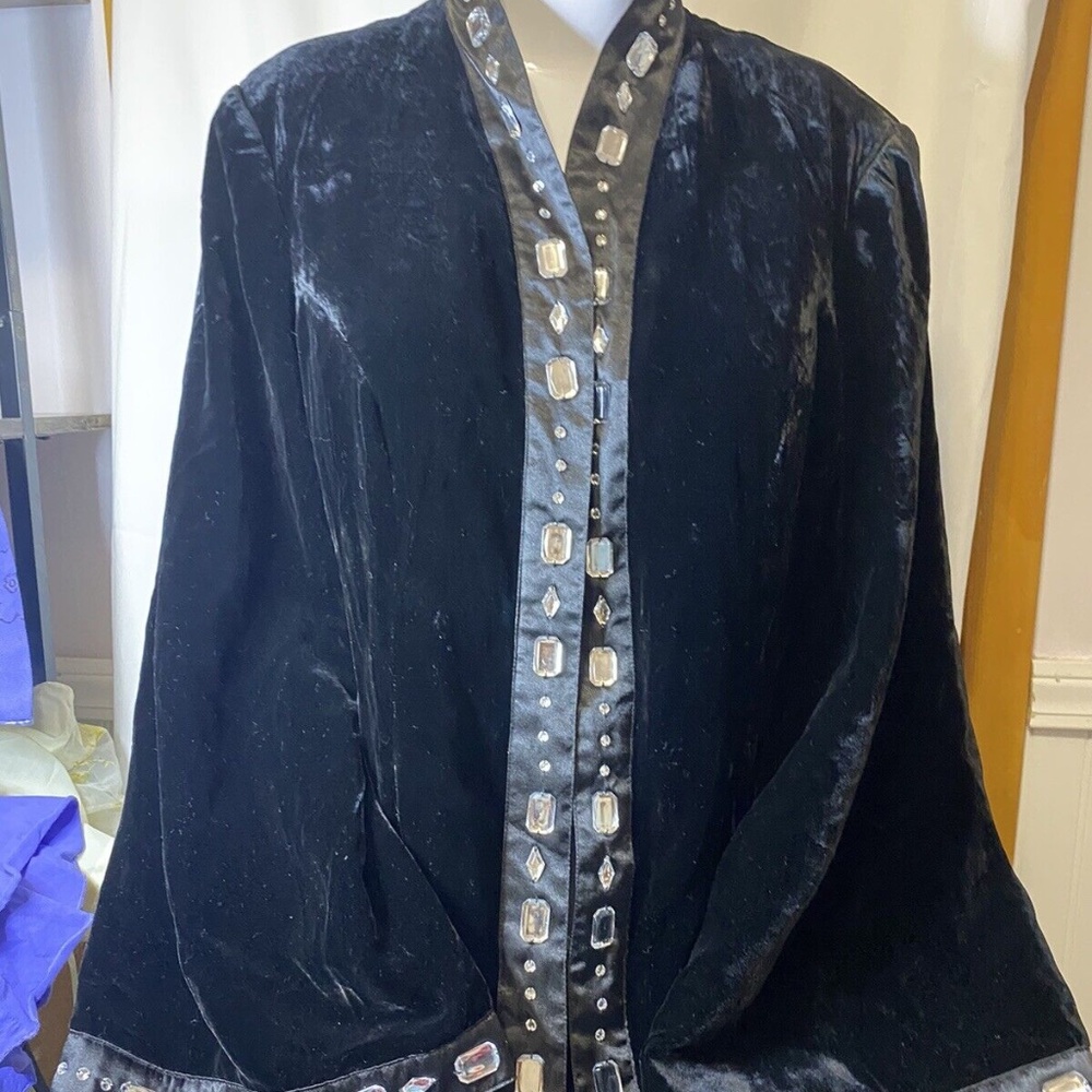 PATTI LA BELLE RAYON SILK BLEND BLAZER NEW SIZE 6 BLACK WITH BLING VINTAGE